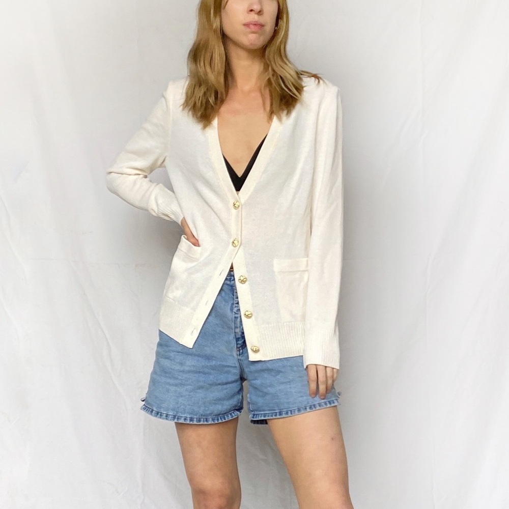 St. John Caviar Cream Cardigan
